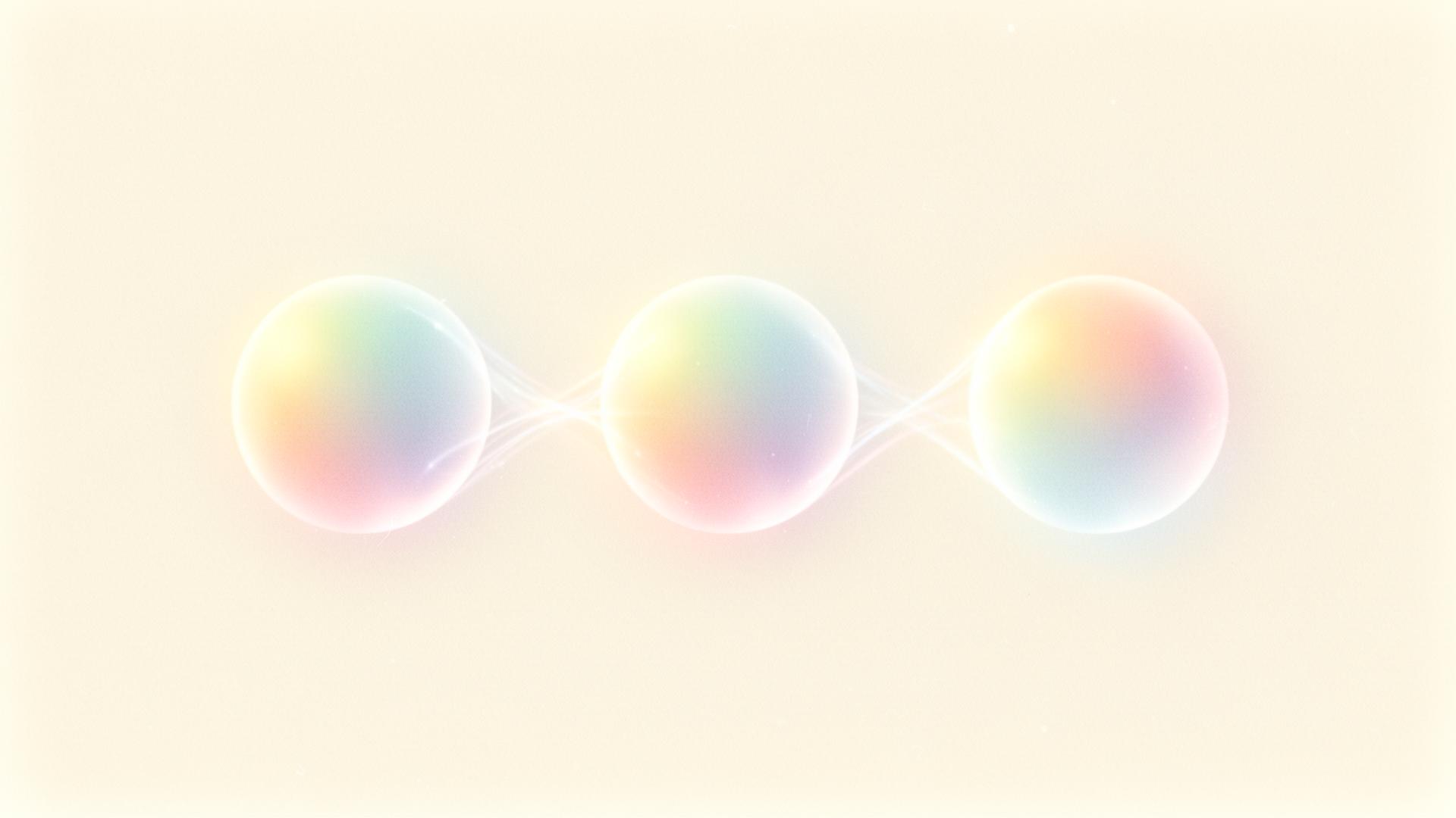Three connected gradient orbs